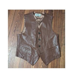 Vintage LL Bean 1970s Brown Mens Medium Soft Leather Vest